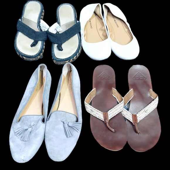 J. CREW UGG LUCKY BRAND ROXY Bundle Lot of 4 Pairs of Shoes Flip Flops Sandals B - Picture 1 of 7